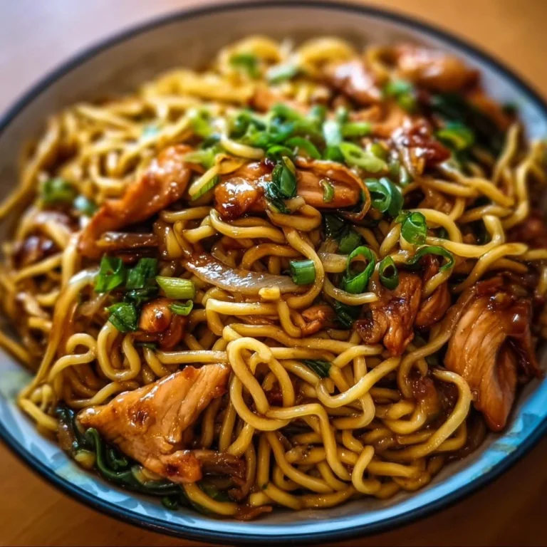 Asiatische Teriyaki-Hähnchen-Nudeln mit frischem Gemüse und aromatischen Gewürzen