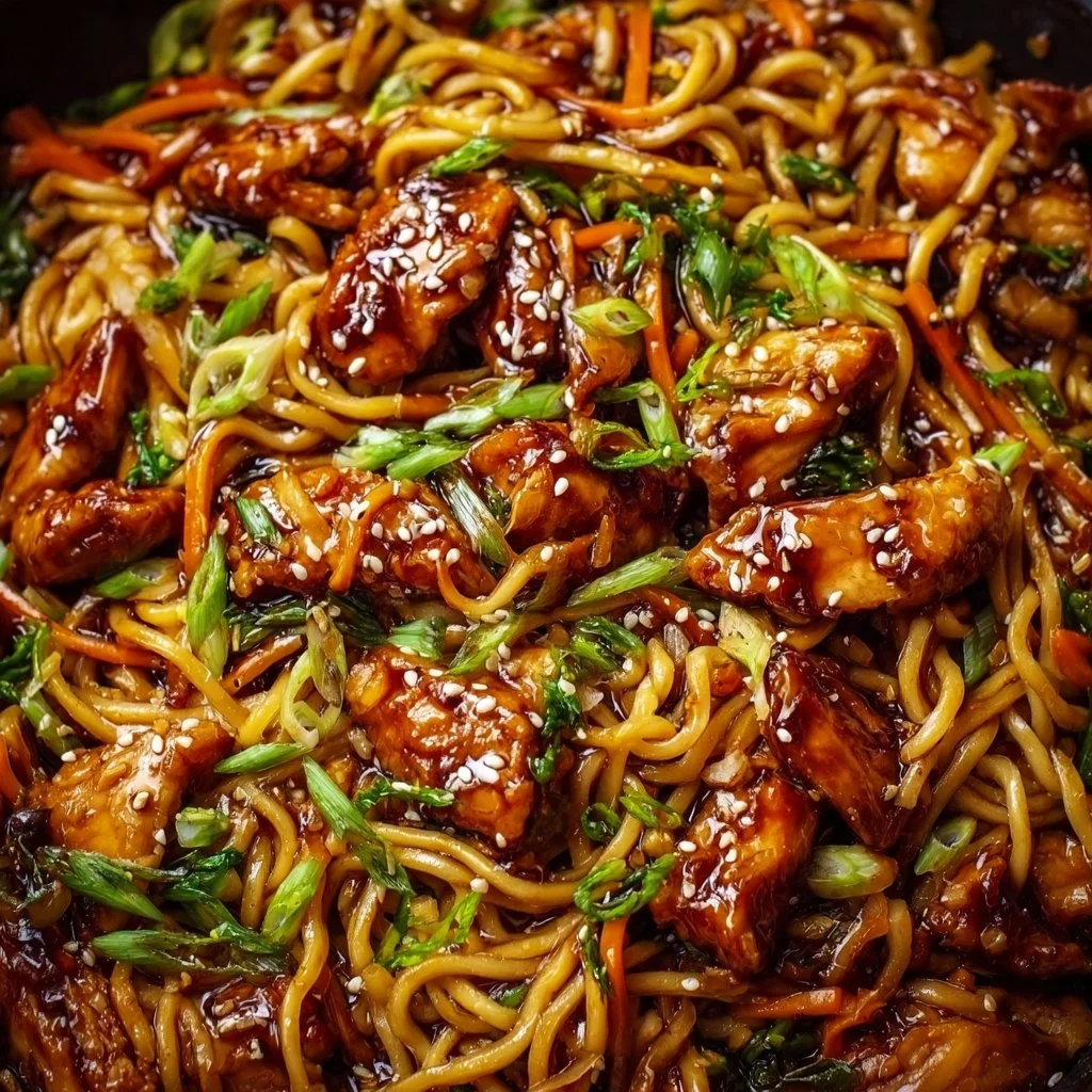 Asiatische Teriyaki-Hähnchen-Nudeln