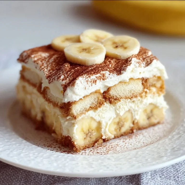 Leckeres Bananen Tiramisu mit frischen Bananen und cremiger Mascarpone