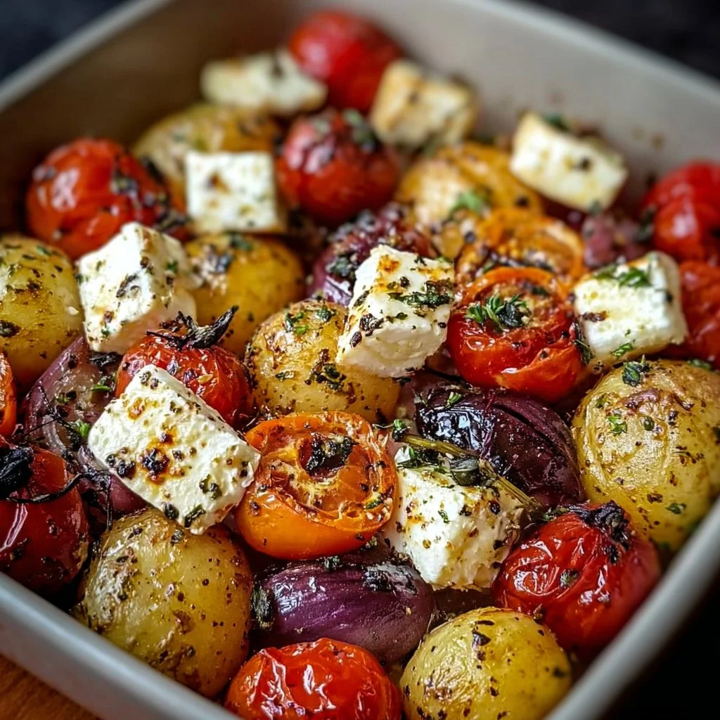 Crispy Feta Potatoes with Aromatic Roasted Vegetables