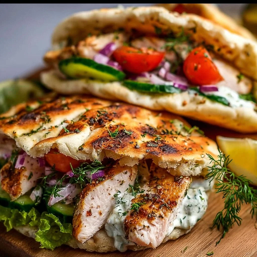 Griechisches Hähnchen in Fladenbrot