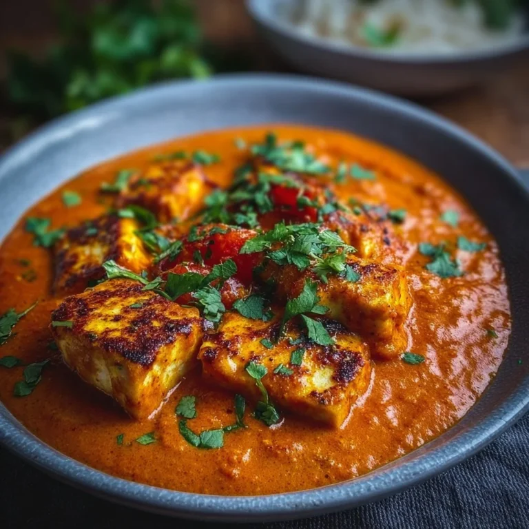 Halloumi Tikka Masala für 4 Personen serviert in einer bunten Schüssel