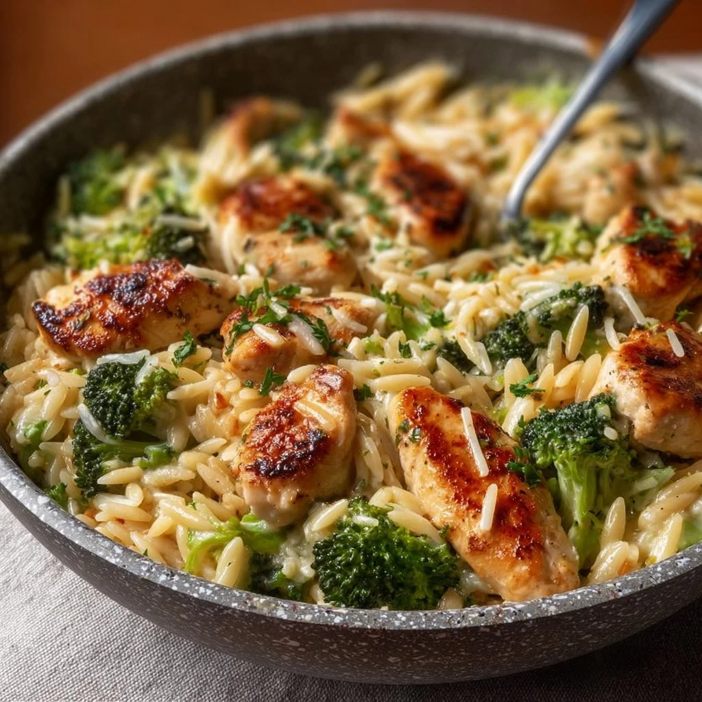 Käse-Hähnchen-Brokkoli-Orzo