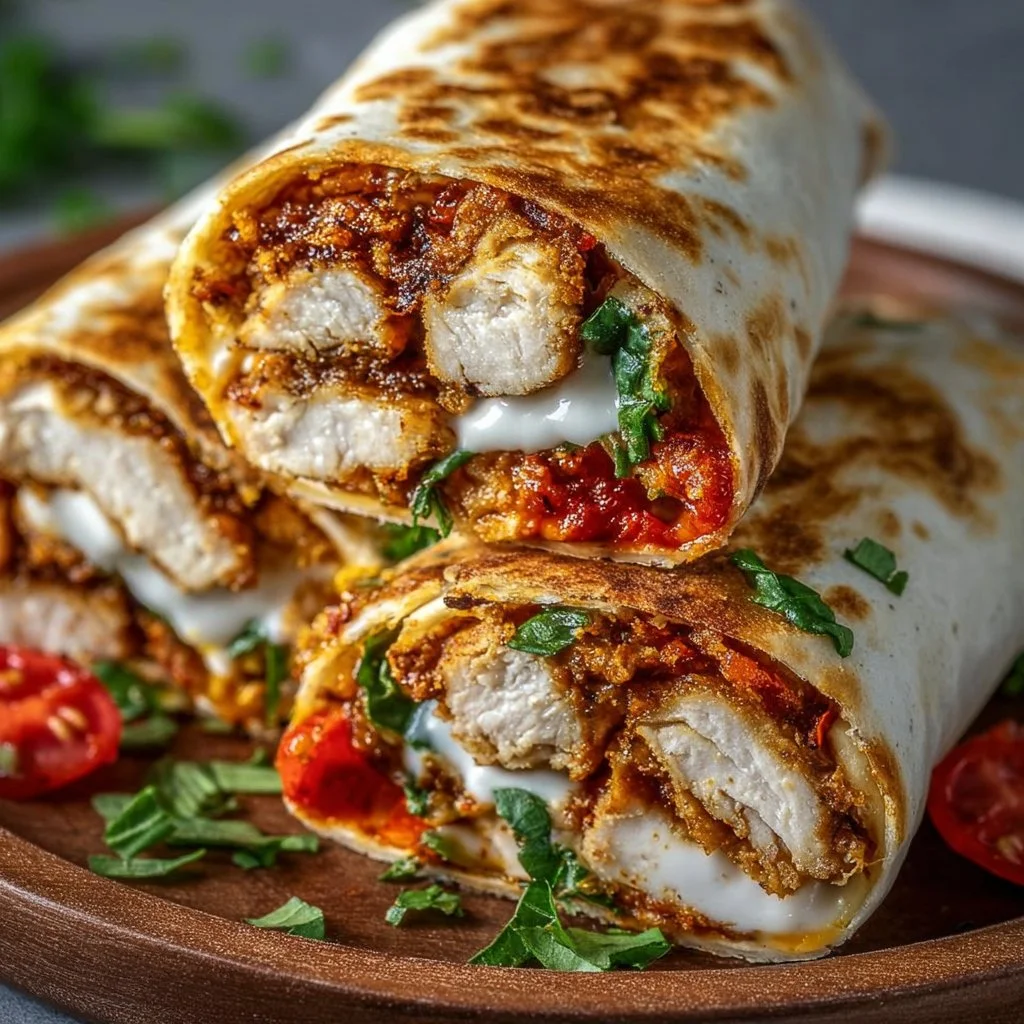 Knusprige Hähnchen-Mozzarella-Wraps aus dem Airfryer