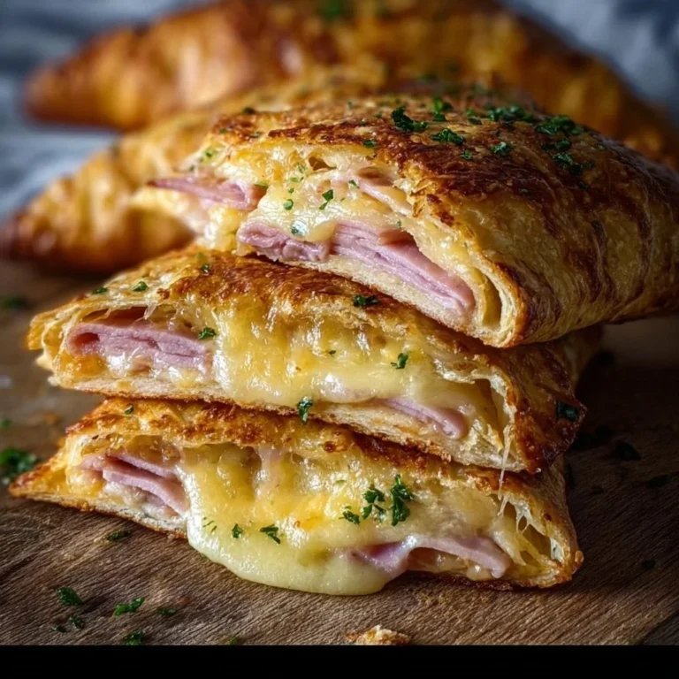 Knusprige Schinken-Käse-Taschen auf einem Teller serviert