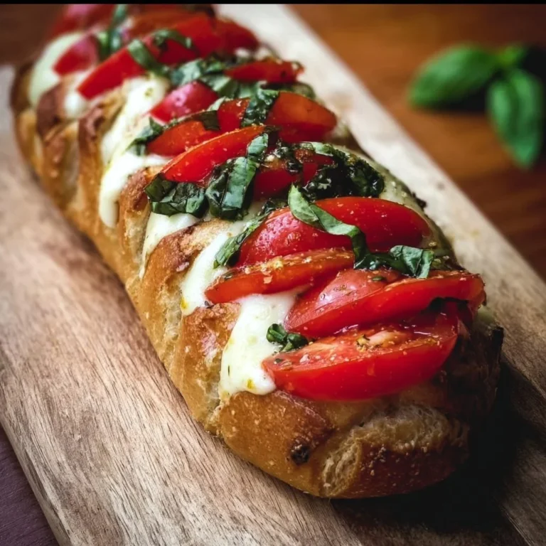 Knuspriges Fächerbaguette Caprese mit frischem Basilikum, Tomaten und Mozzarella