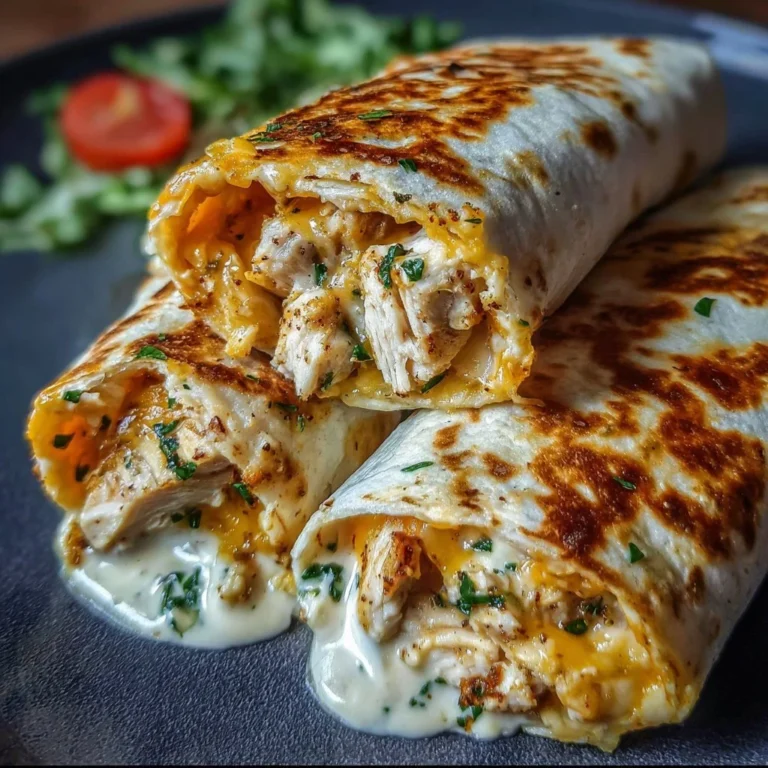 Niedrig-Kohlenhydrat-Käse-Knoblauch-Hühnchen-Wraps auf einem Teller serviert