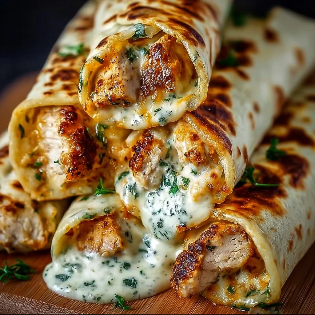 Niedrig-Kohlenhydrat-Käse-Knoblauch-Hühnchen-Wraps