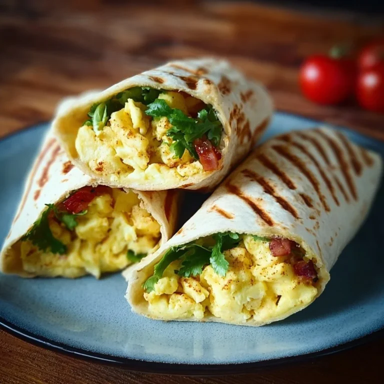 Rührei-Wraps mit frischem Gemüse und Kräutern auf einem Teller