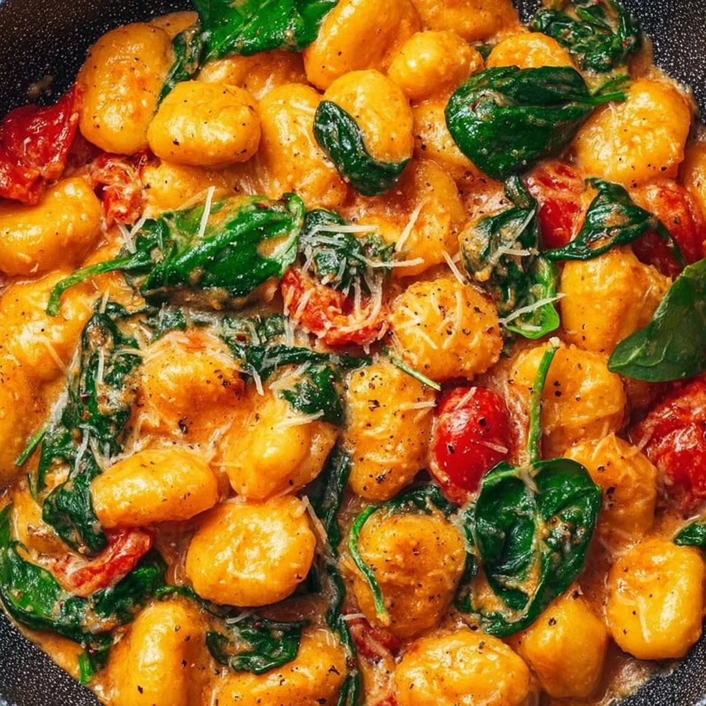Schnelle Gnocchi-Pfanne mit Tomate & Spinat