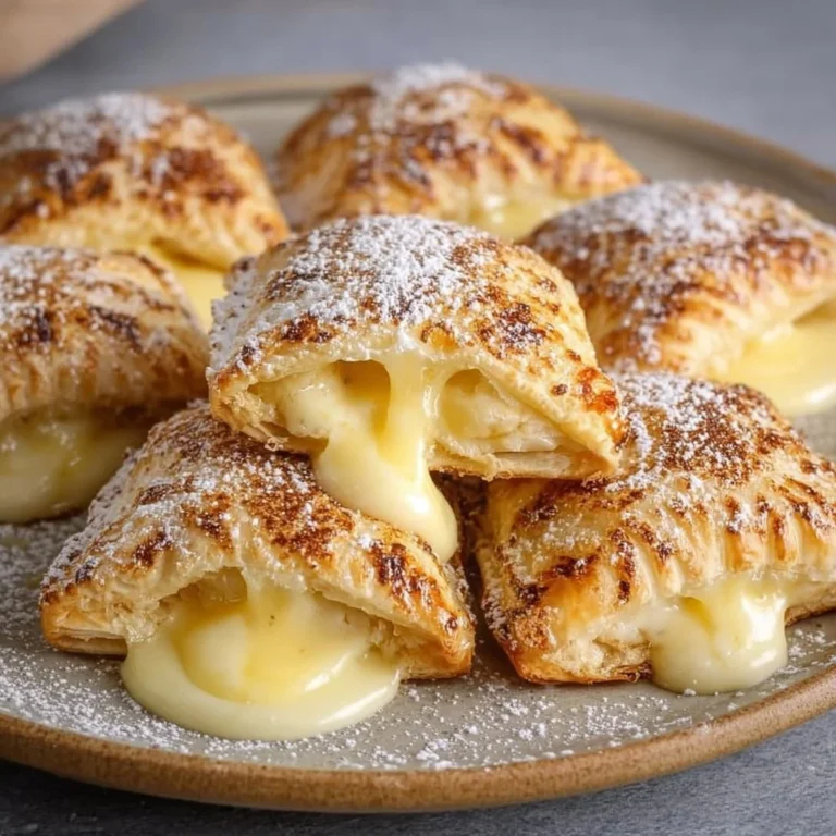 Leckere Vanille Pudding Taschen, frisch gebacken und verführerisch süß.