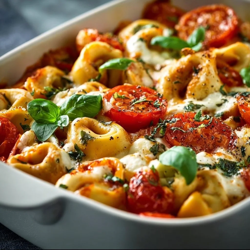 Tortellini-Auflauf mit Tomaten und Mozzarella