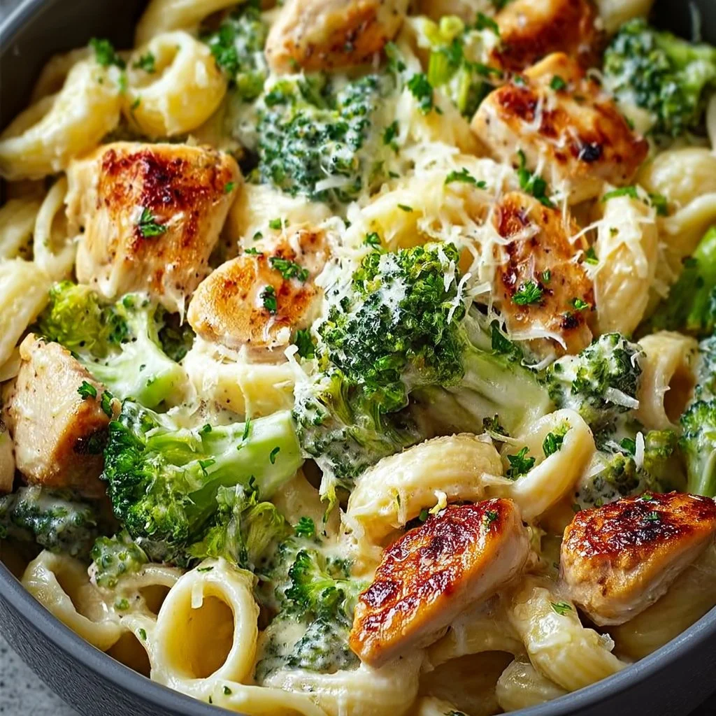 Cremige Pasta mit zartem Hähnchen und knackigem Brokkoli