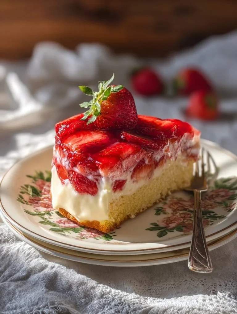 Cremiger Erdbeer Schmandkuchen mit frischen Erdbeeren und Schmand