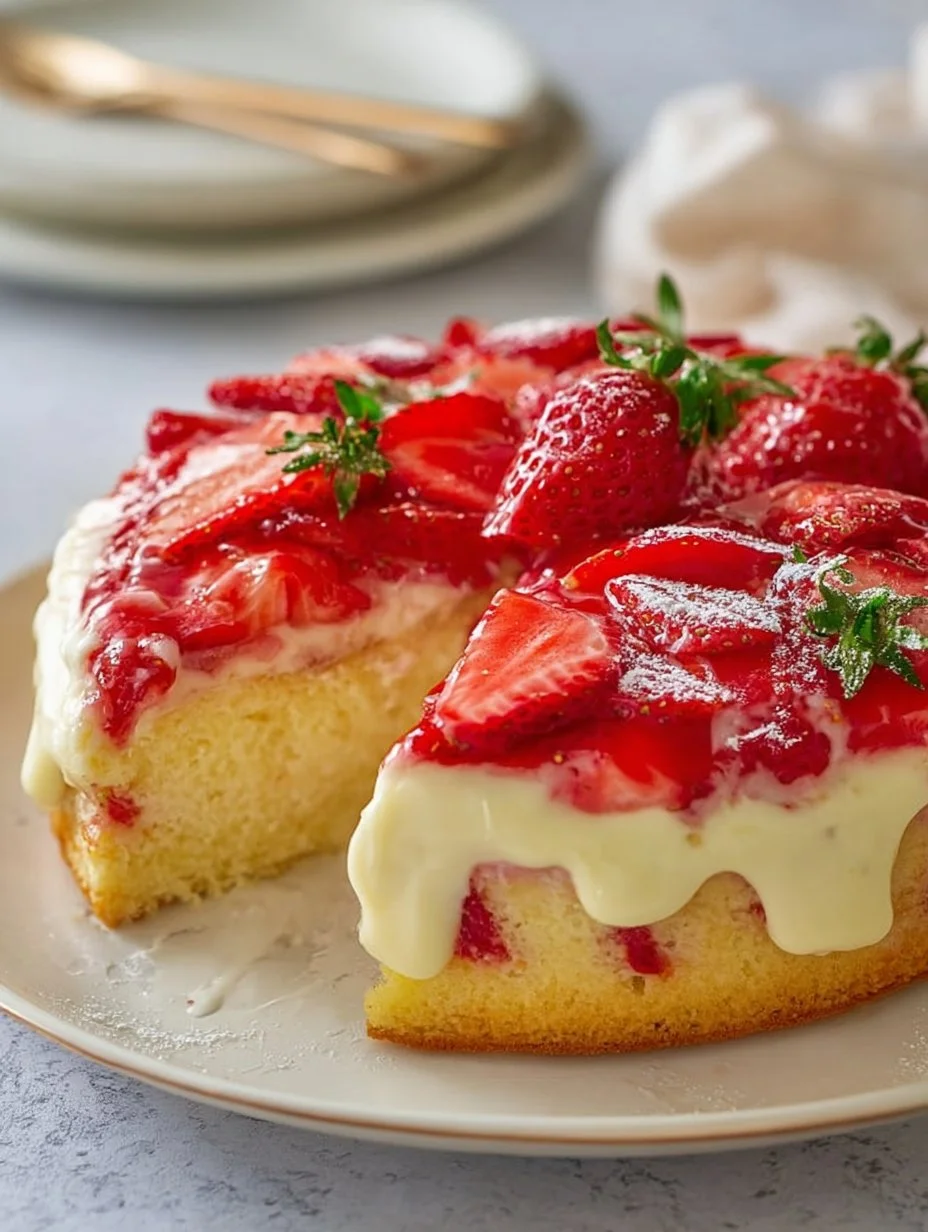 Cremiger Erdbeer-Schmandkuchen mit Vanillepudding