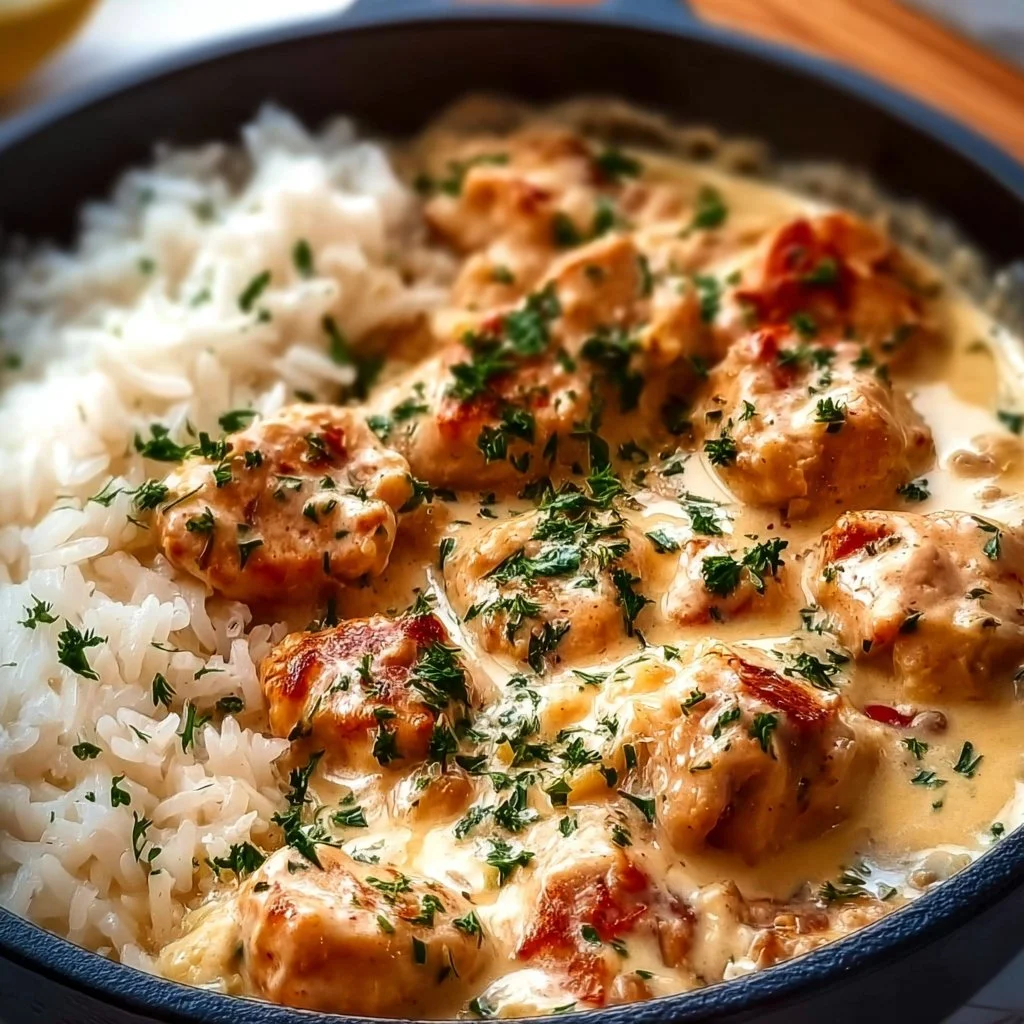 Cremiges Hähnchen mit Reis
