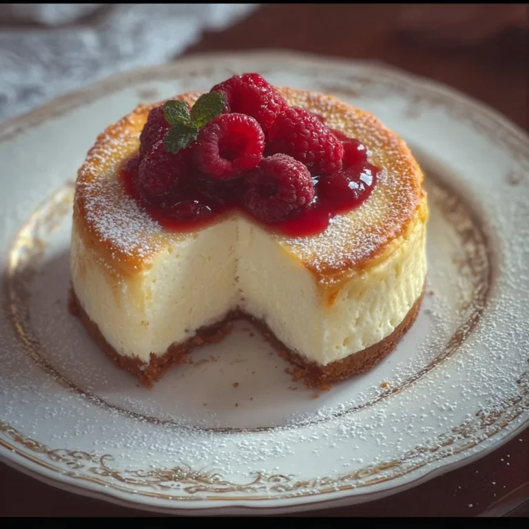 Ein Stück Käsekuchen auf einem Teller mit frischen Beeren