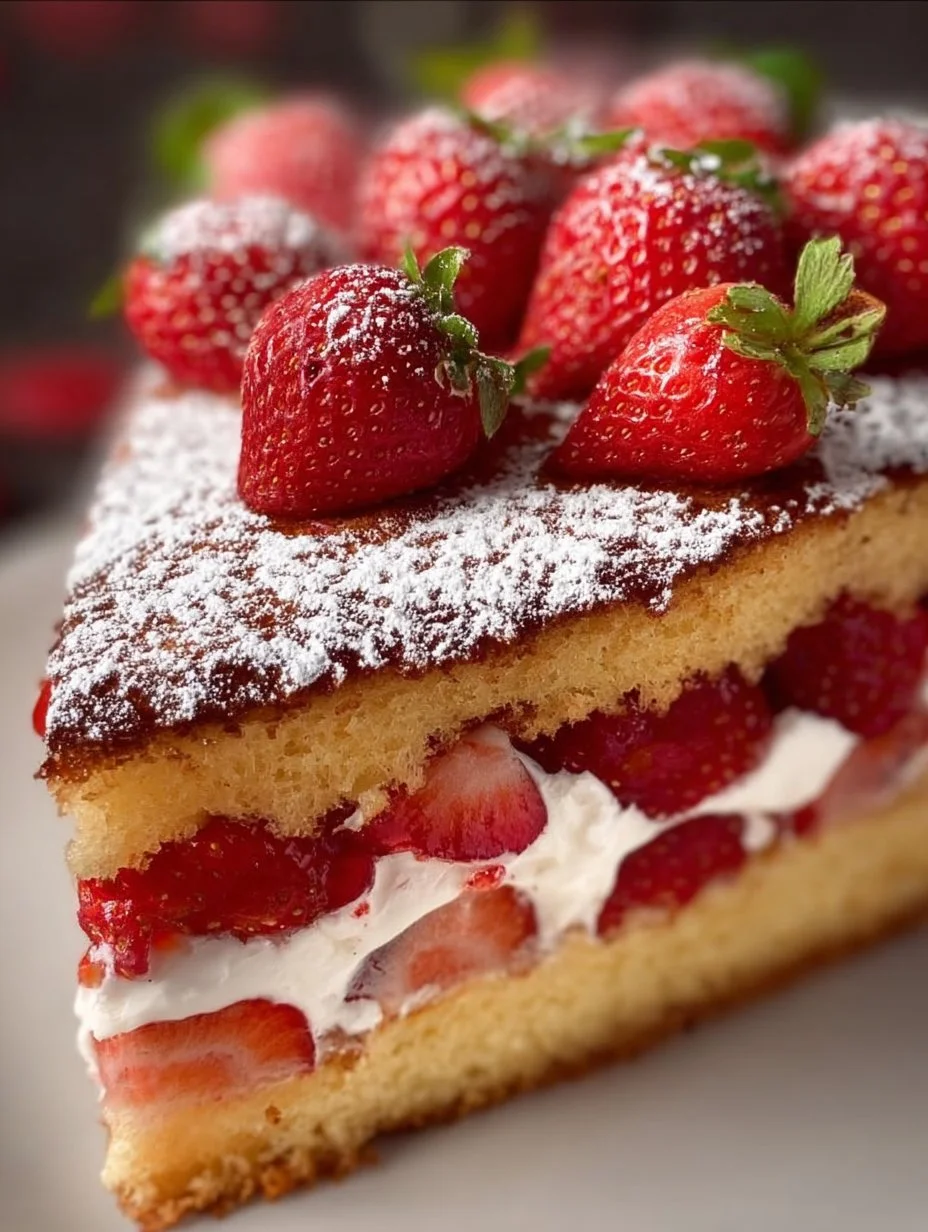 Fantakuchen mit frischen Erdbeeren