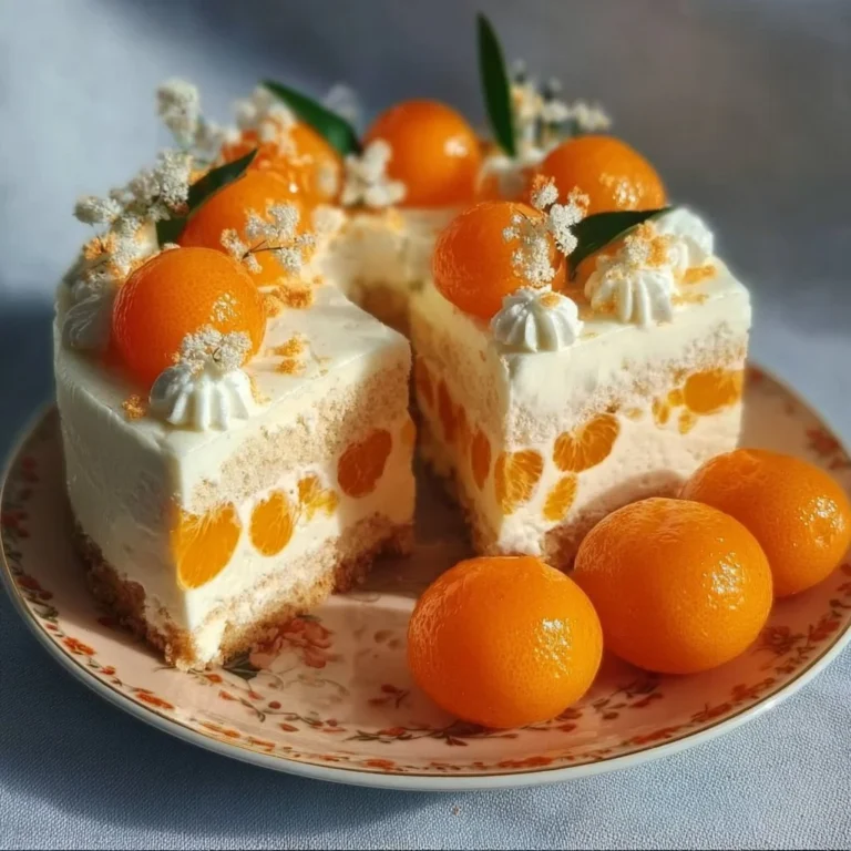 Fantastische Torte mit Paradiescreme und Mandarinen auf einem festlichen Tisch