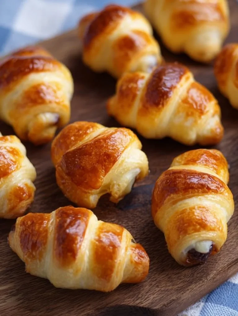 Leckere gefüllte Mini-Croissants auf einem Teller, ideal für Snacks