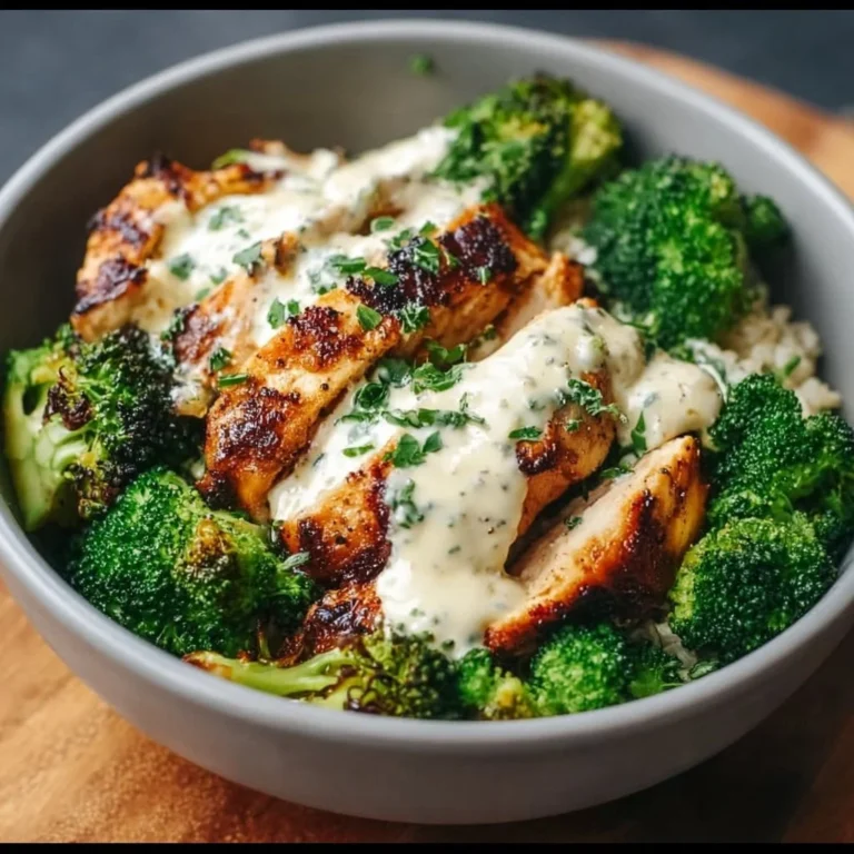 Gegrillte Hähnchen Brokkoli Schalen auf einem Teller serviert.