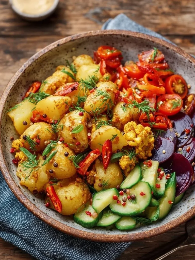 Gesundes vegetarisches Kartoffelgericht aus frischen Kartoffeln und Gemüse