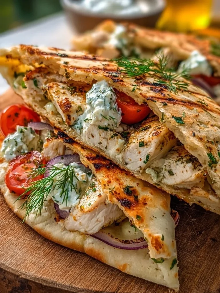Griechisches Fladenbrot mit Hähnchen auf einem Teller serviert