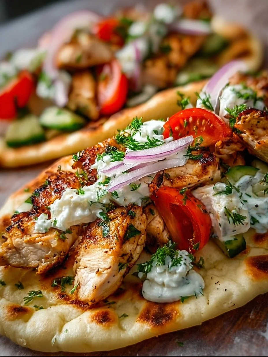 Griechisches Fladenbrot mit Hähnchen