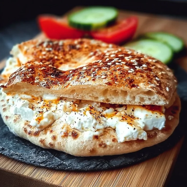 Heißer Schafskäse serviert im frisch gebackenen Fladenbrot.