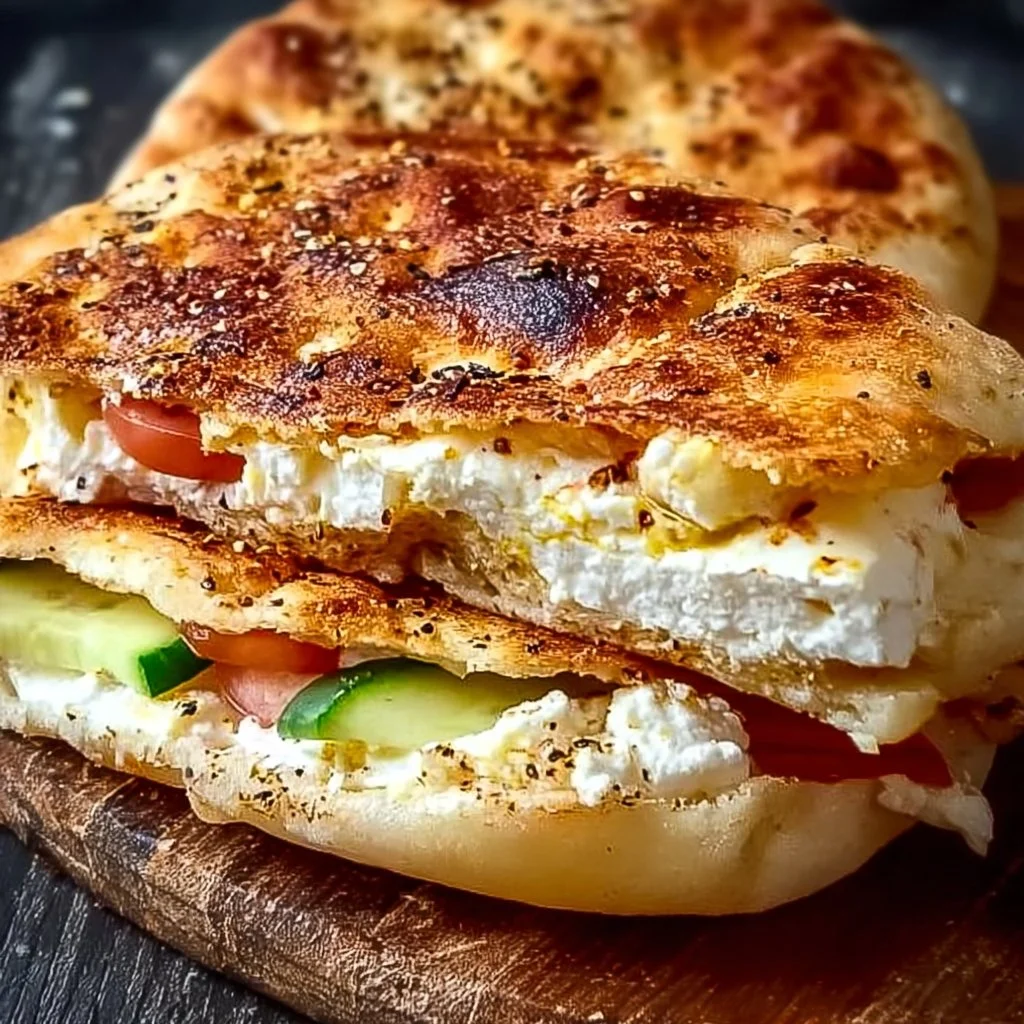 Heißer Schafskäse im Fladenbrot