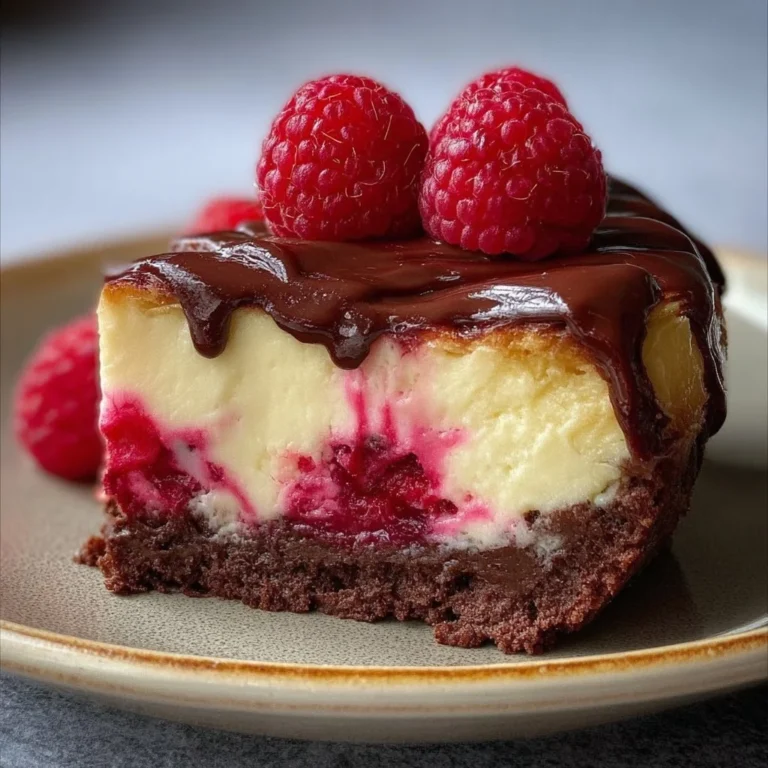 Himbeer-Brownie-Käsekuchen mit frischen Himbeeren und Schokoladenschicht