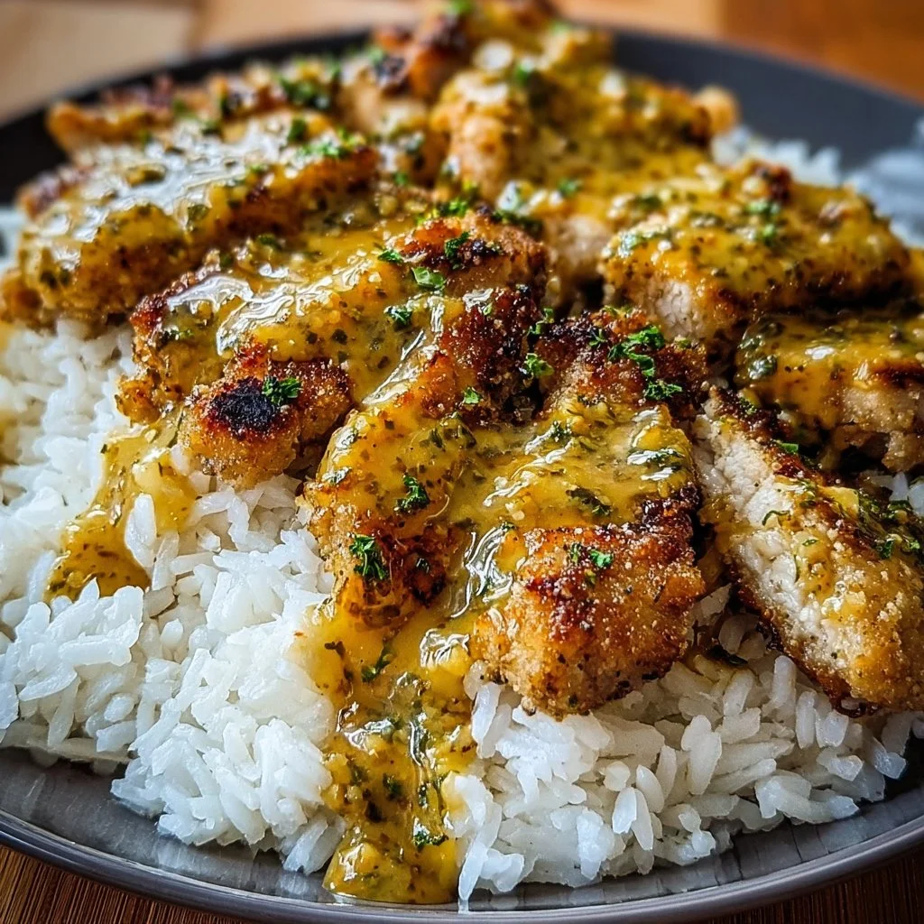 Honig Senf Hähnchen mit Reis