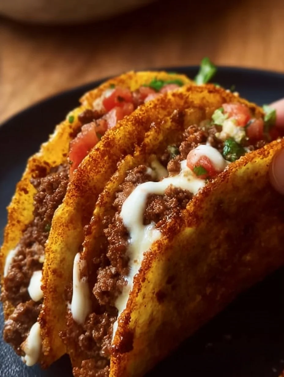 Käse-Crispy Rinderhack-Tacos