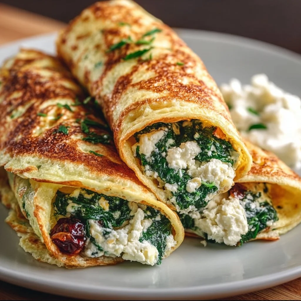 Keto Pancake Wraps with Spinach and Feta