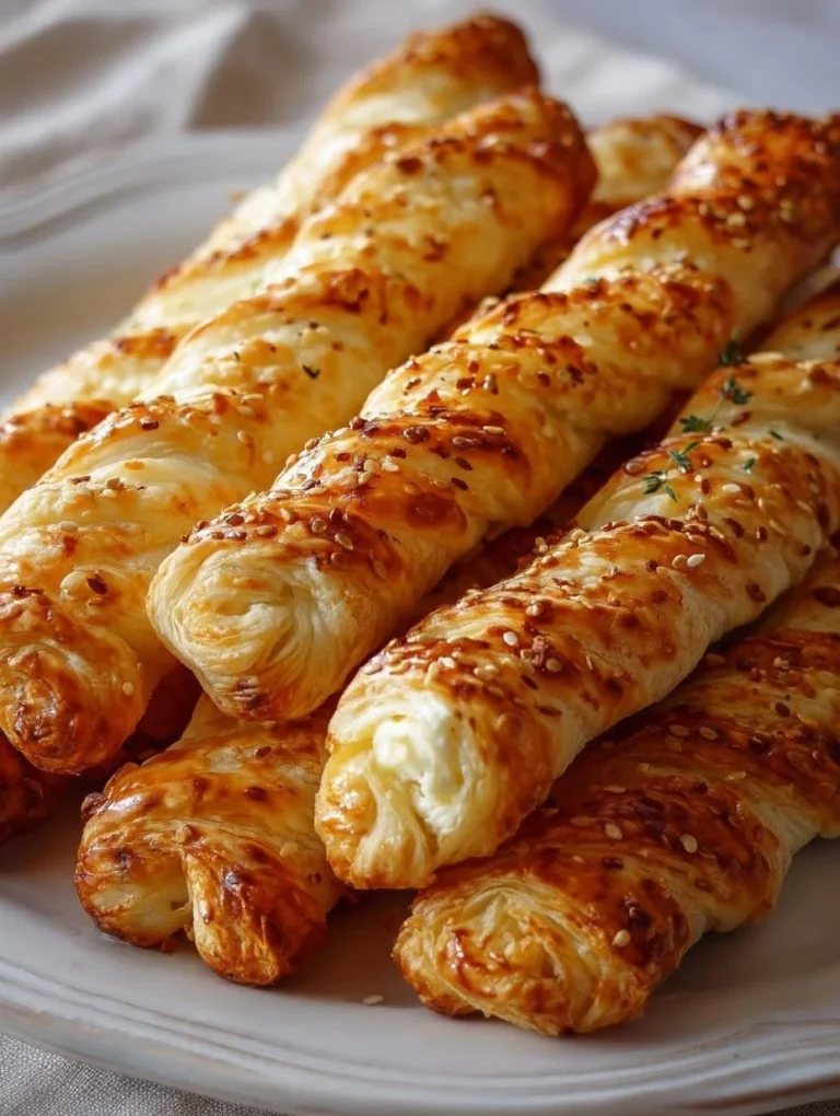 Knusprige Feta-Sticks aus Blätterteig auf einem Teller serviert.