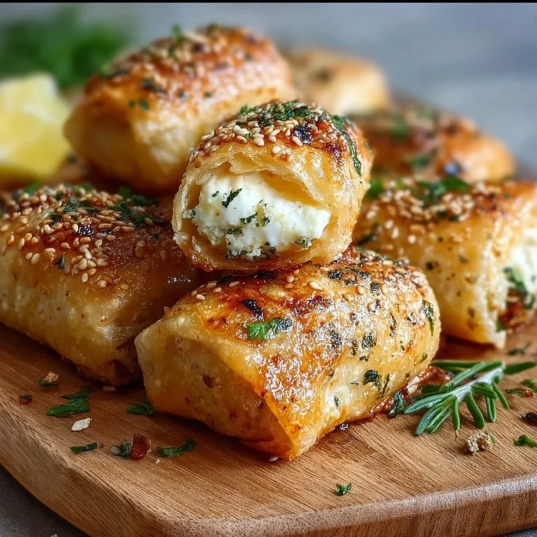 Knusprige Ofen Feta Röllchen mit Kräutern und Gewürzen im Ofen gebacken