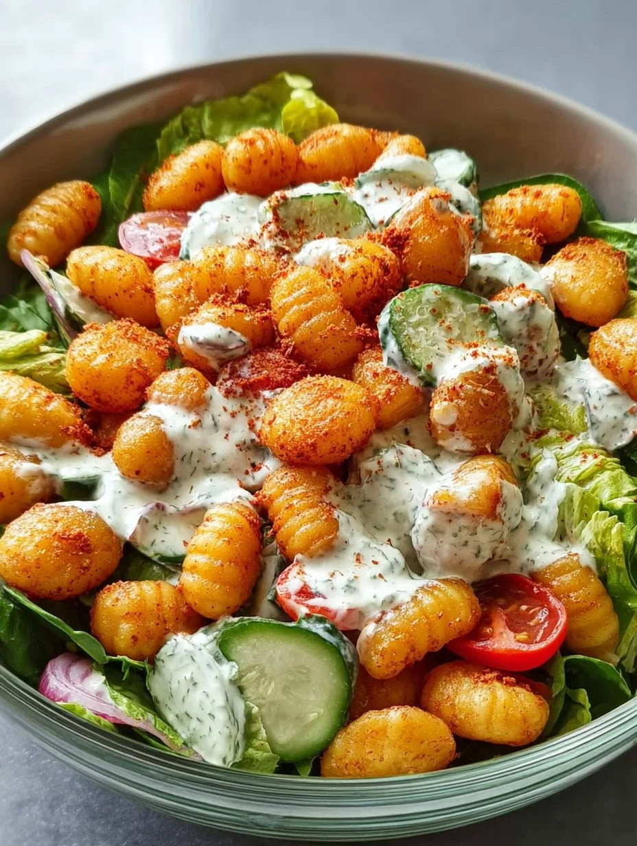 Knuspriger Gnocchi-Salat mit Joghurt-Dressing