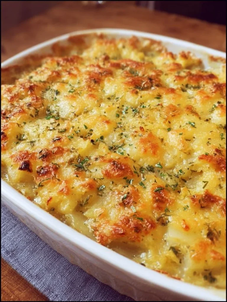 Kohlrabi Kartoffel Auflauf frisch aus dem Ofen mit Käse überbacken