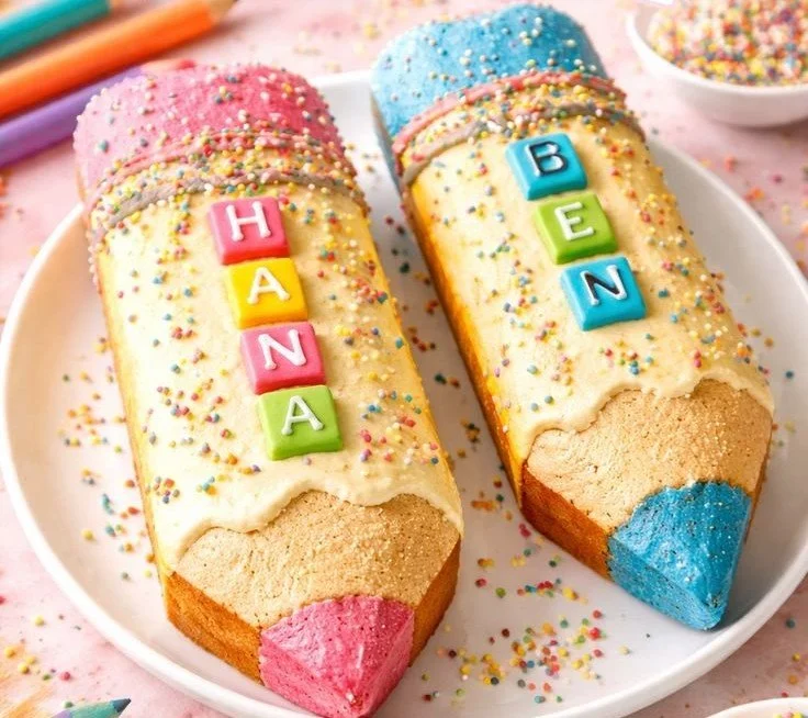 Bunte KuchenStifte für die Einschulung, ideal zum Dekorieren von Torten