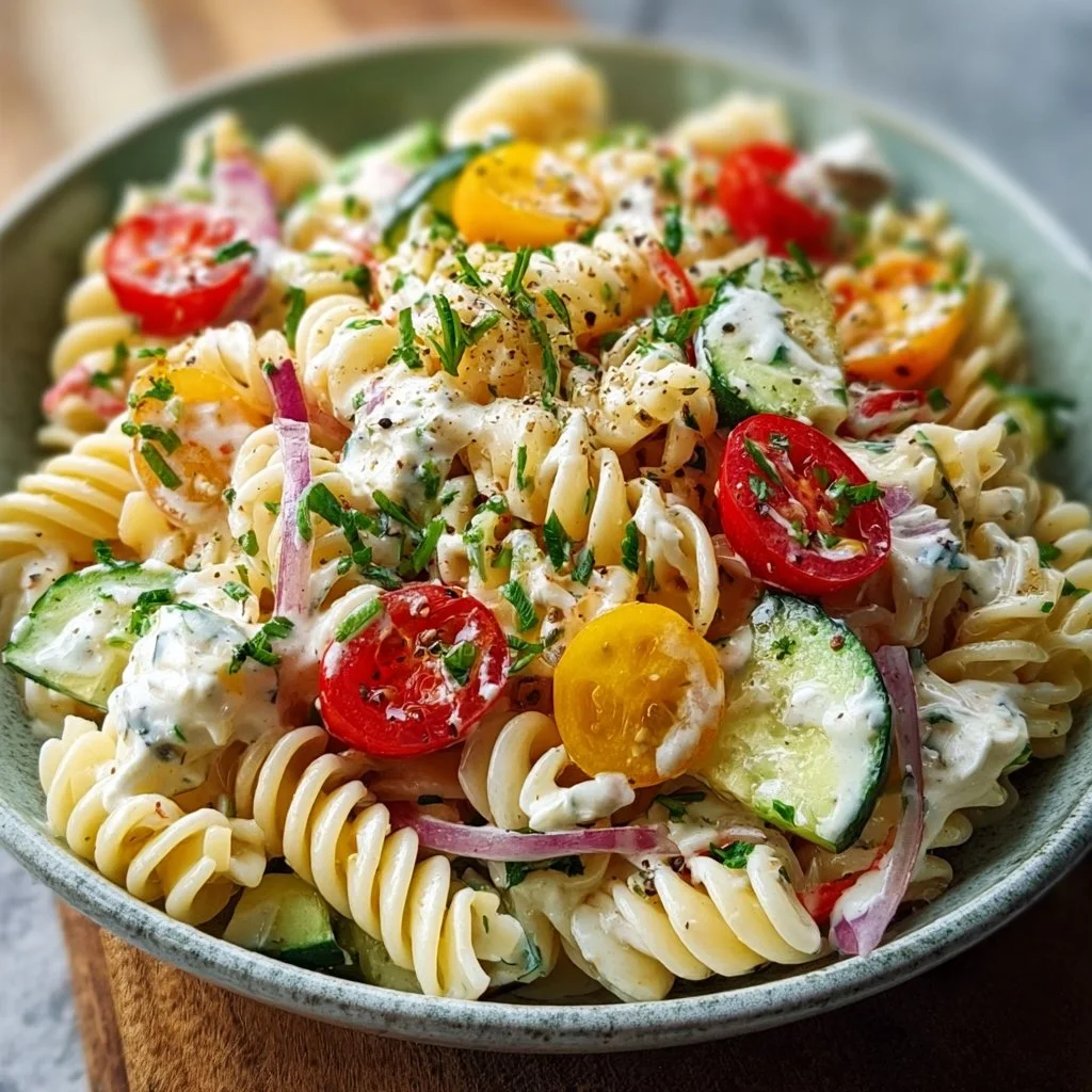 Leichter Nudelsalat mit Joghurt-Dressing