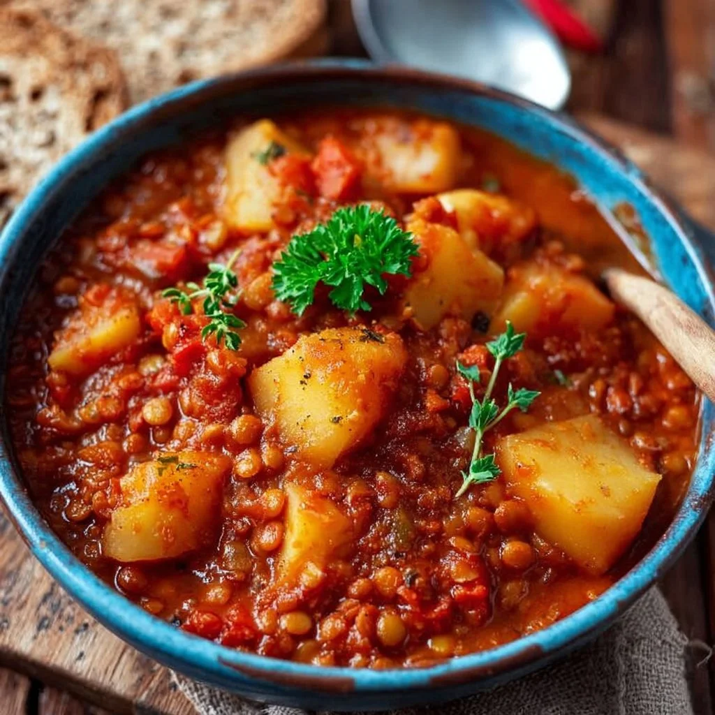 Paprika-Kartoffel-Topf mit Linsen