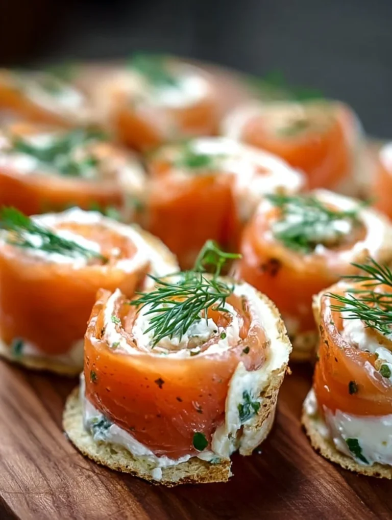 Eine Platte mit köstlichen Räucherlachs Röllchen, frisch zubereitet für den perfekten Snack.