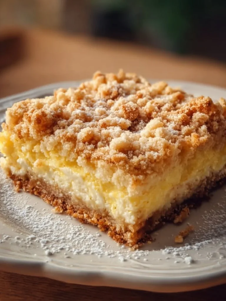 Vanillepudding Streuselkuchen mit goldbraunen Streuseln auf einem Teller