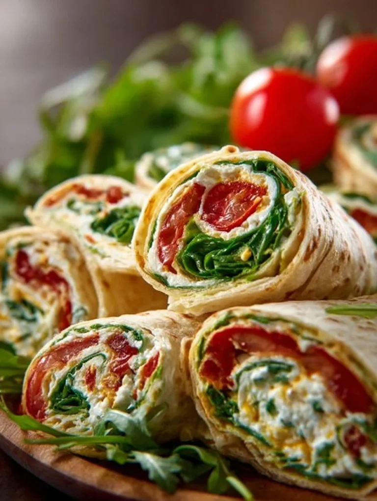 Vegetarischer Wrap mit Rucola und Tomaten auf einem Teller