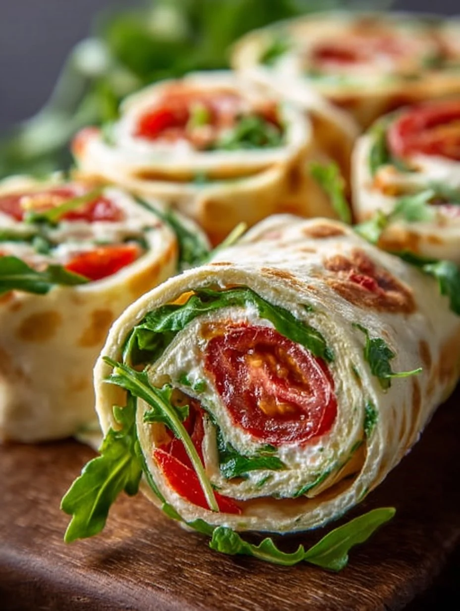 Vegetarian Wrap Rolls with Arugula and Tomatoes