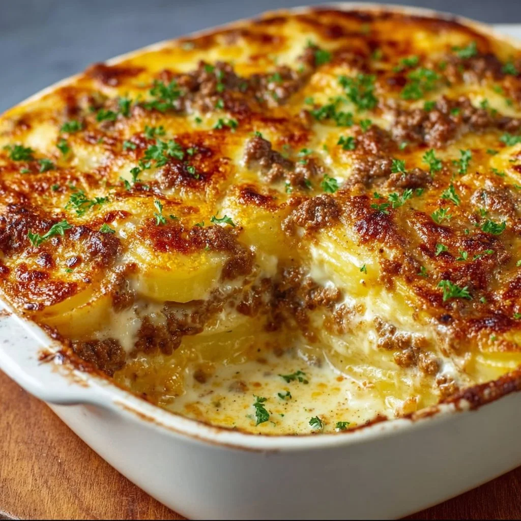 Cremiger Hackfleisch- und Kartoffelauflauf
