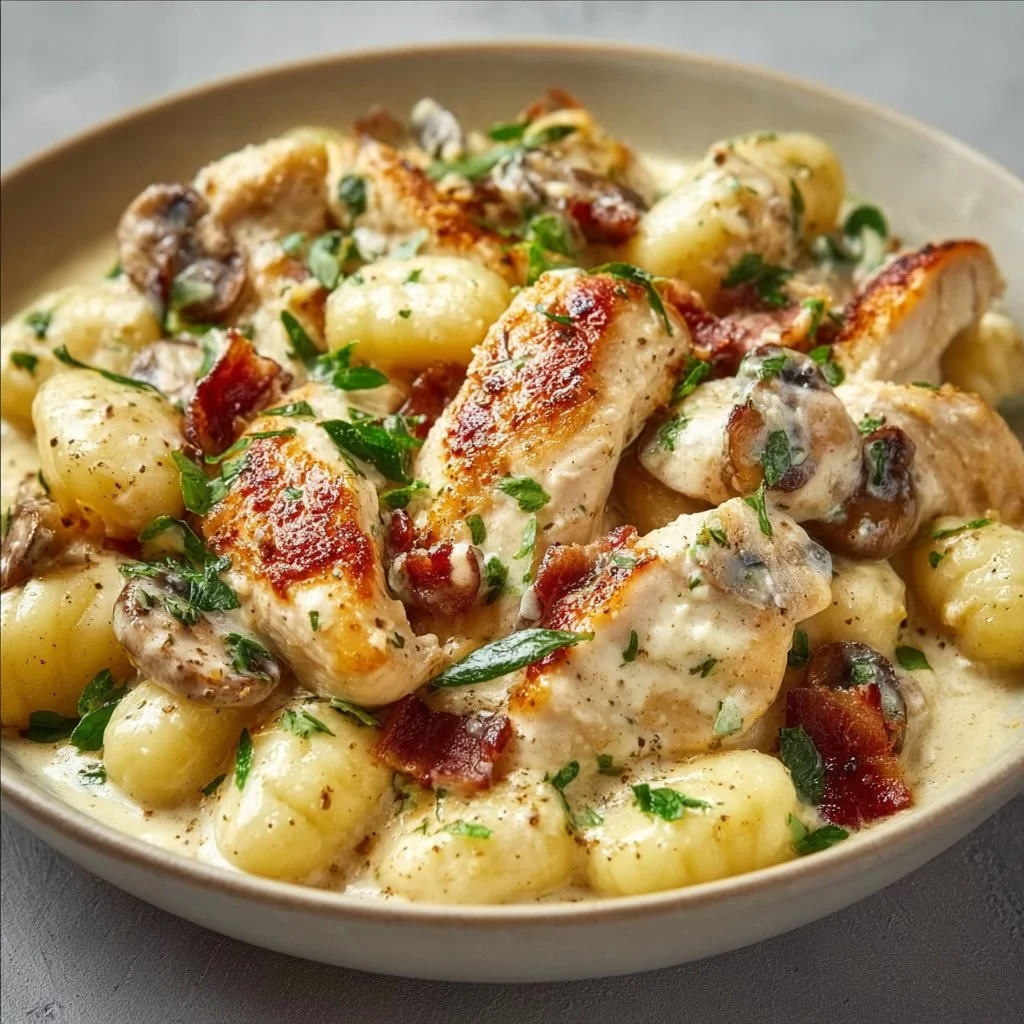 Cremiges Hähnchen mit Gnocchi