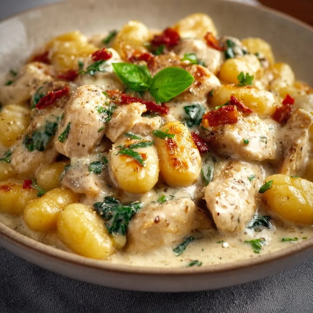 Cremiges Hühnchen mit Gnocchi