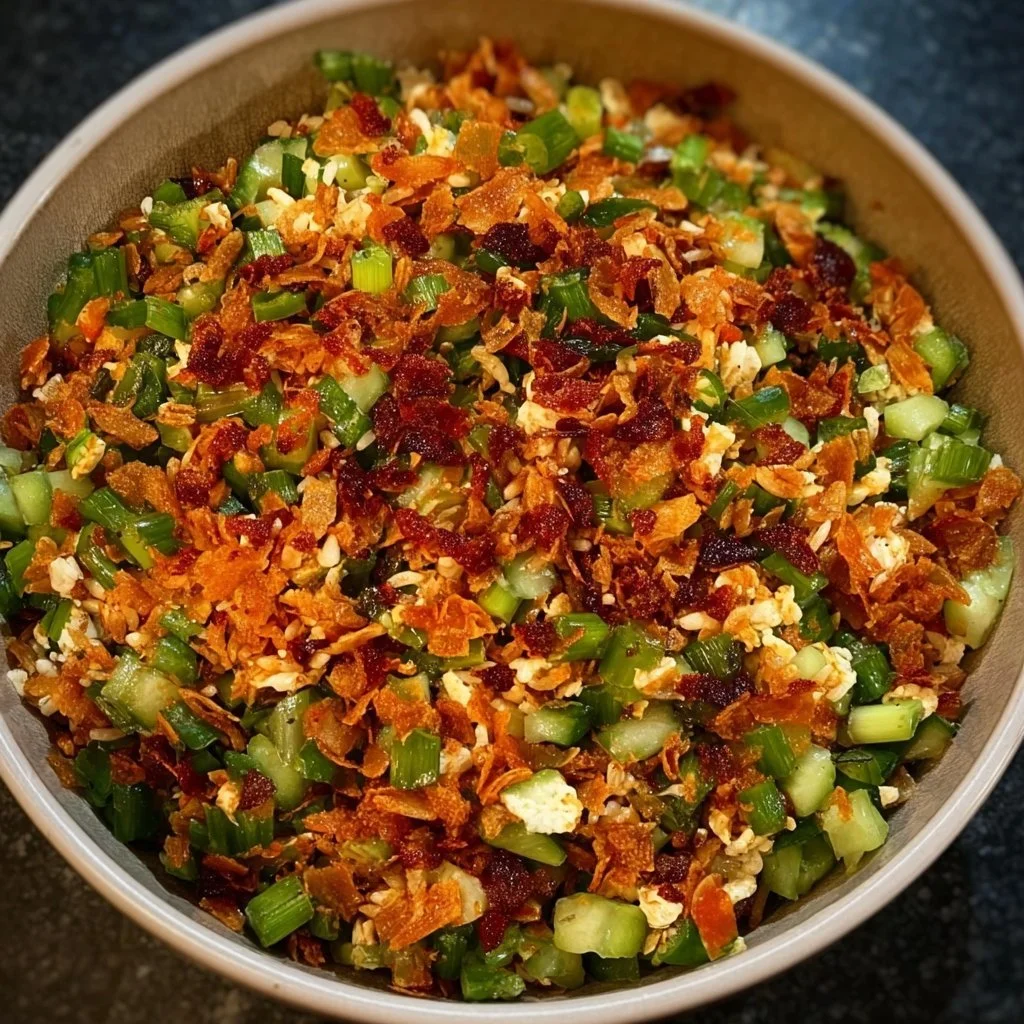Knuspriger Reissalat mit frischen Zutaten und Aromen