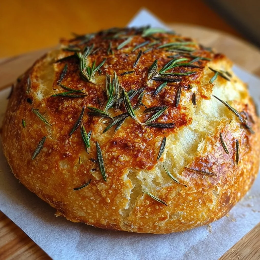 Frisch gebackenes Rosmarin-Knoblauch Brot auf einem Holzbrett